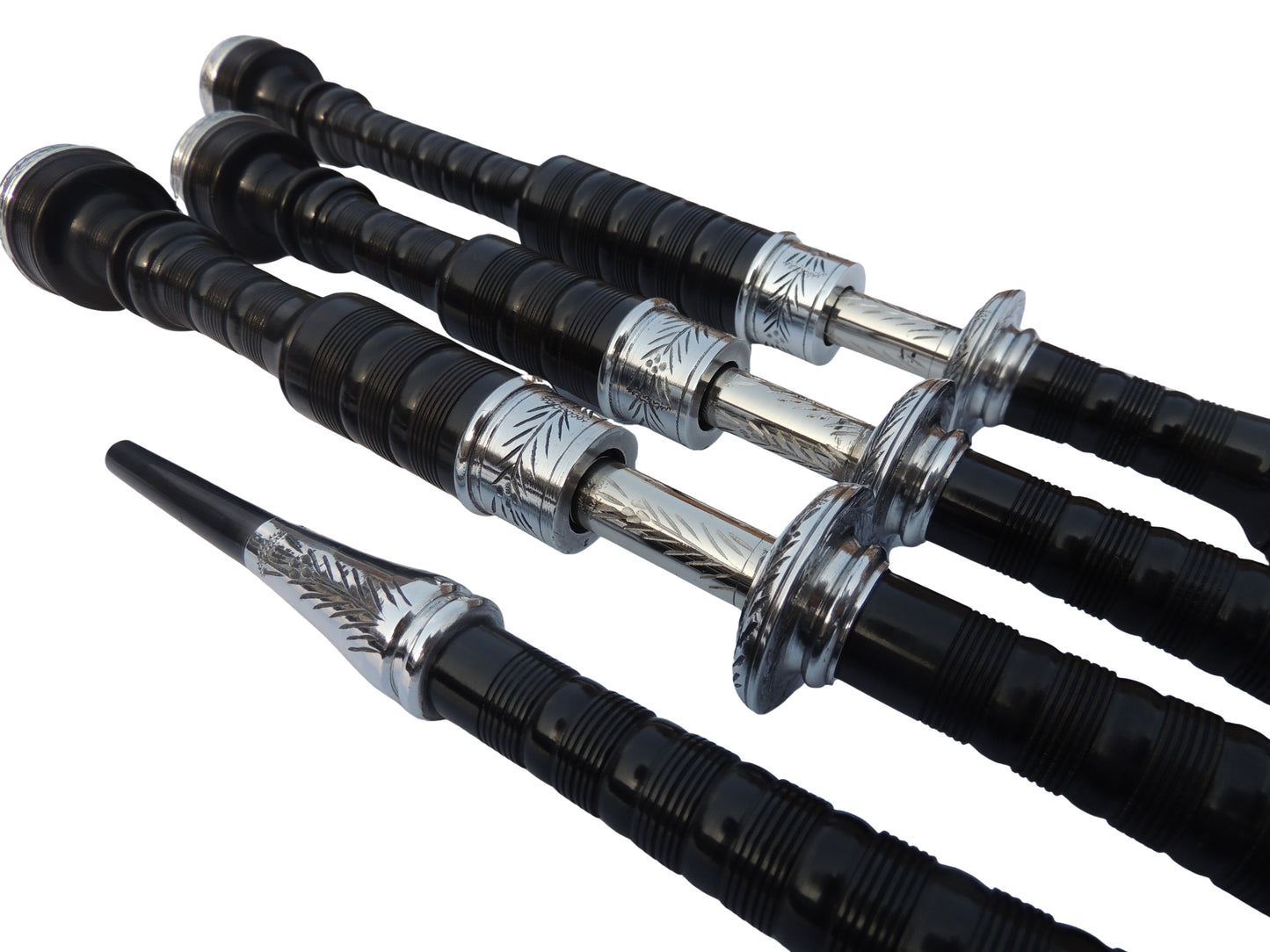 Highland Bagpipe | B-5 | Engraved Nickle Mounts, Slides & Ferrules