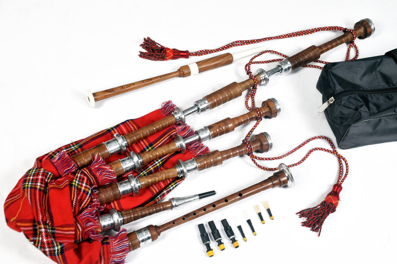 Brown Bagpipe with Engraved Mounts