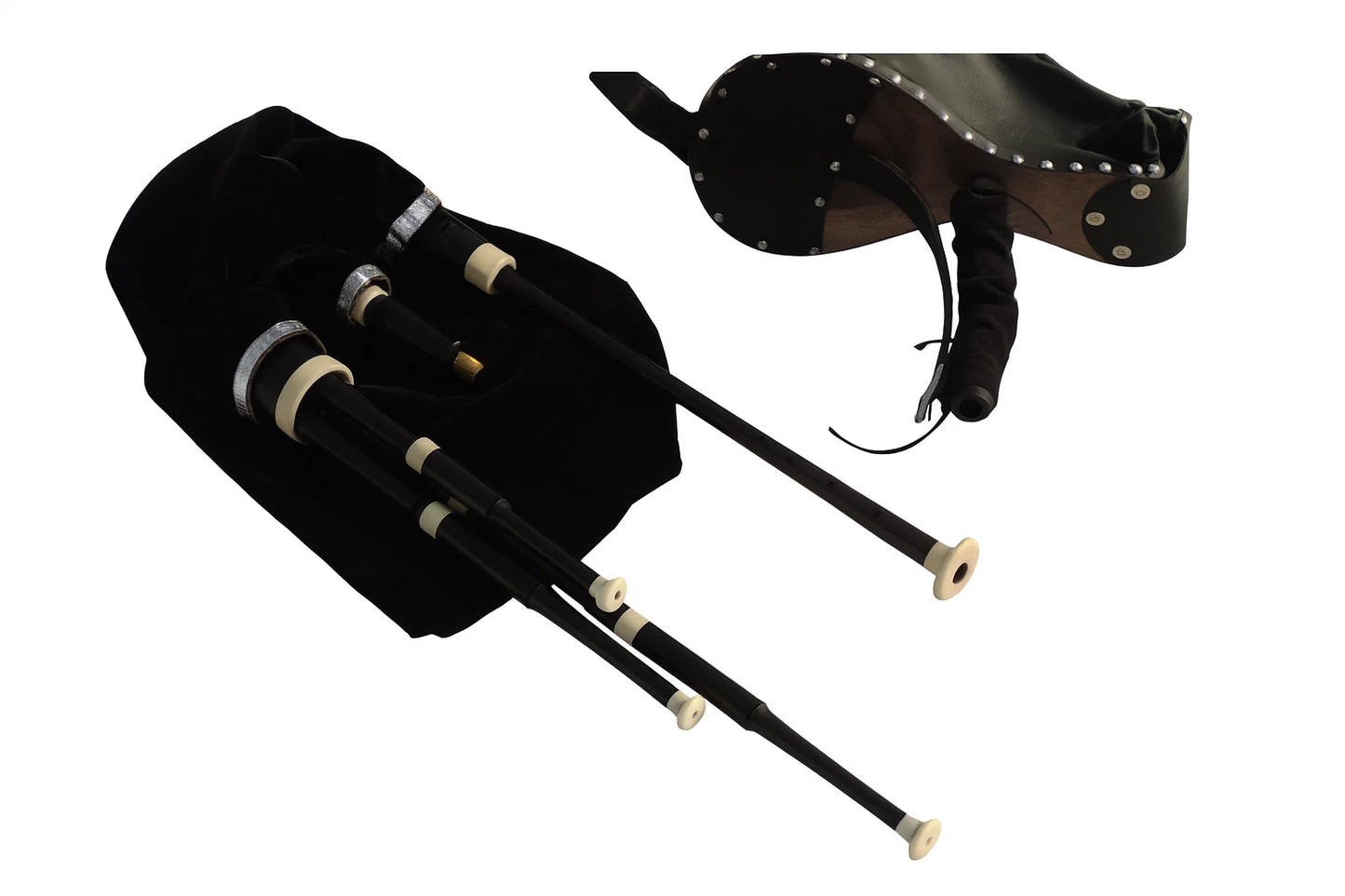 Scottish Smallpipes - Black Shaded Indian Cocobolo - Imitation Ivory Mounts