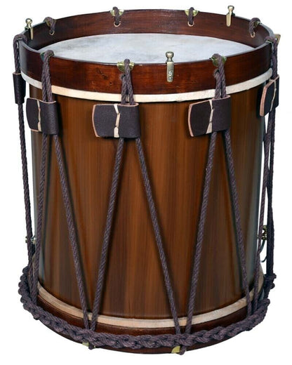 Tambor de la época del Renacimiento - Tambor de herencia militar - Cáscara y aros de nogal 
