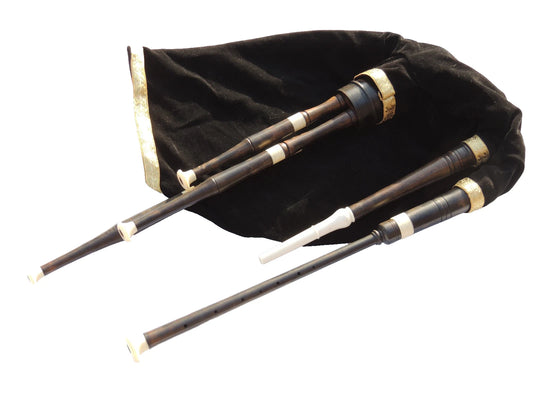 Scottish Smallpipes - Black Shaded Indian Cocobolo - Imitation Ivory Mounts
